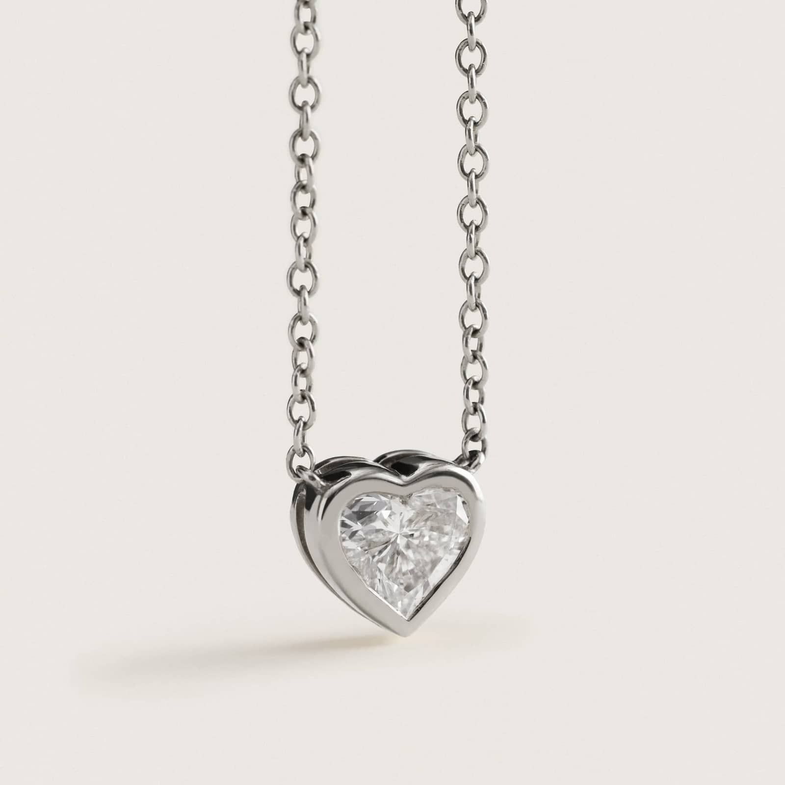 Heart Diamond Pendant Bezel Necklace in 14K White Gold 2