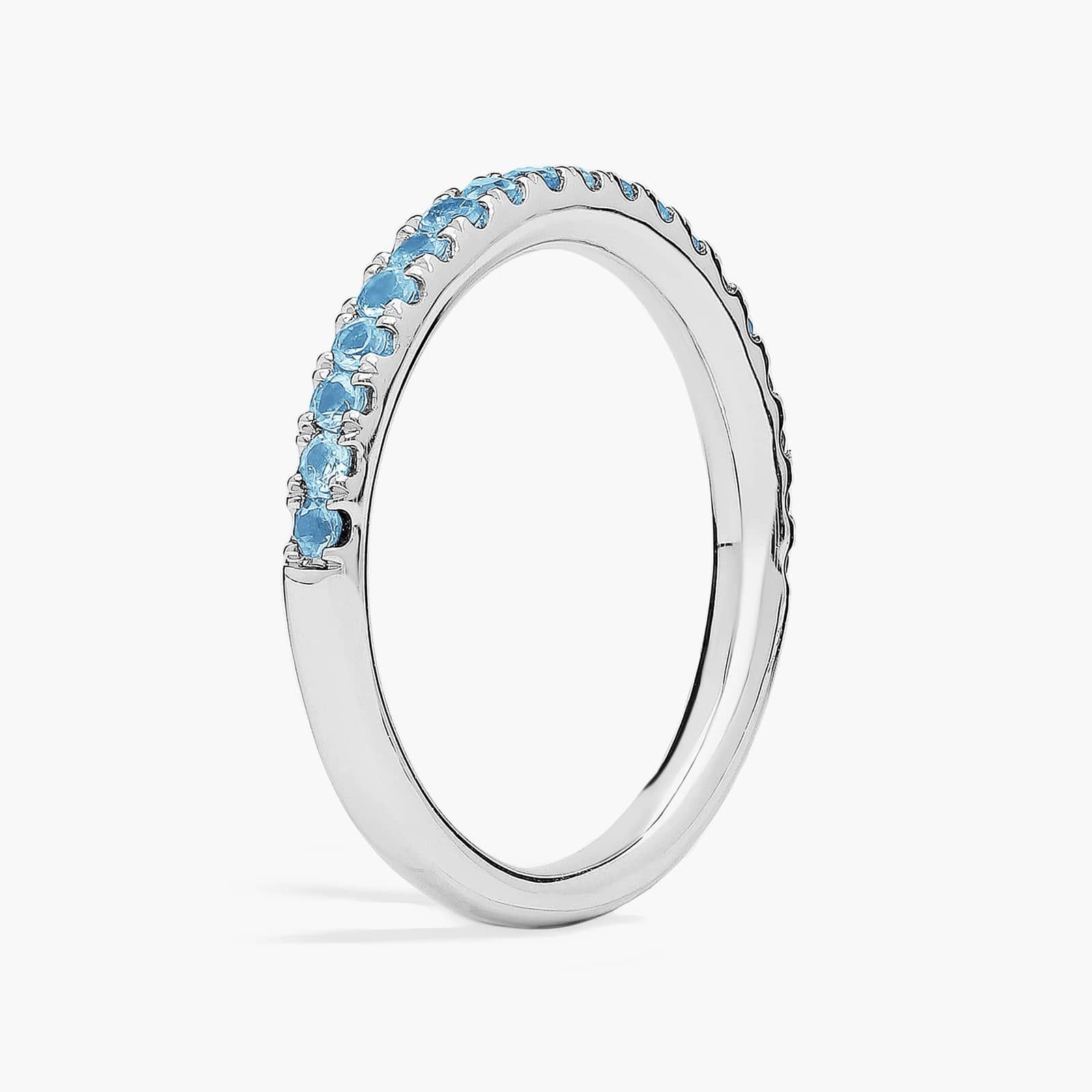 Riviera Pavé Blue Topaz Ring in 14k White Gold (1.5mm) 2