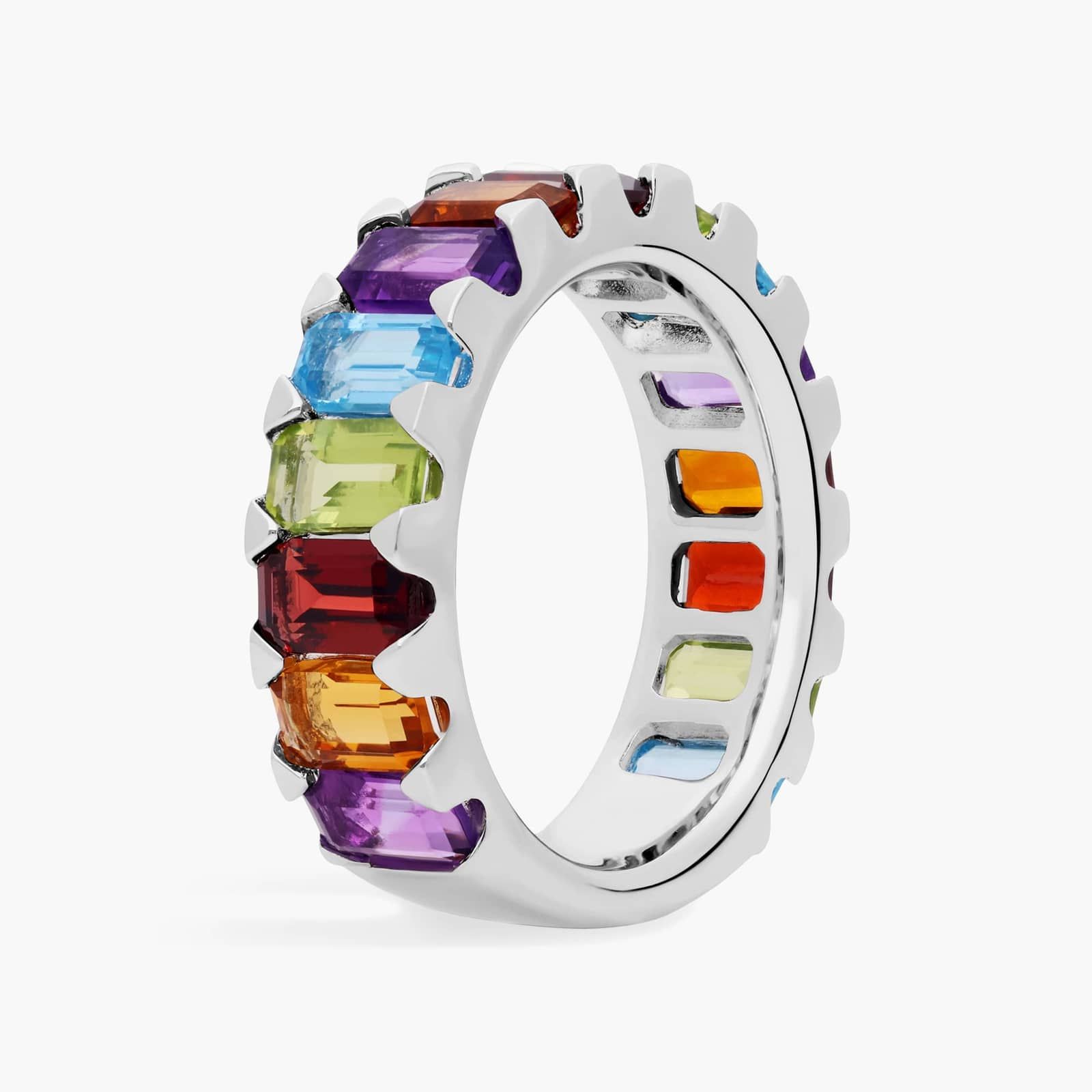 Octagon Multi-Stone Band in Sterling Silver 2