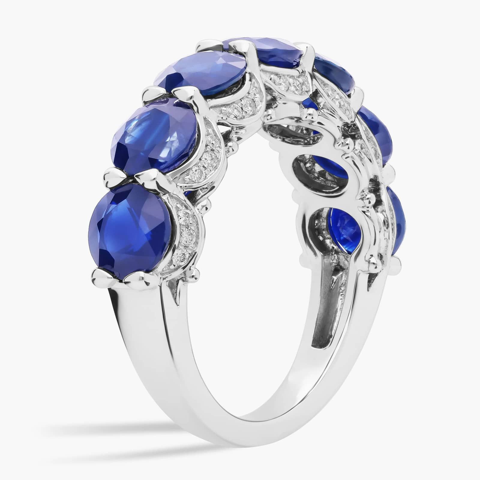 Sapphire 7-Stone and Hidden Diamond Halo Ring 2