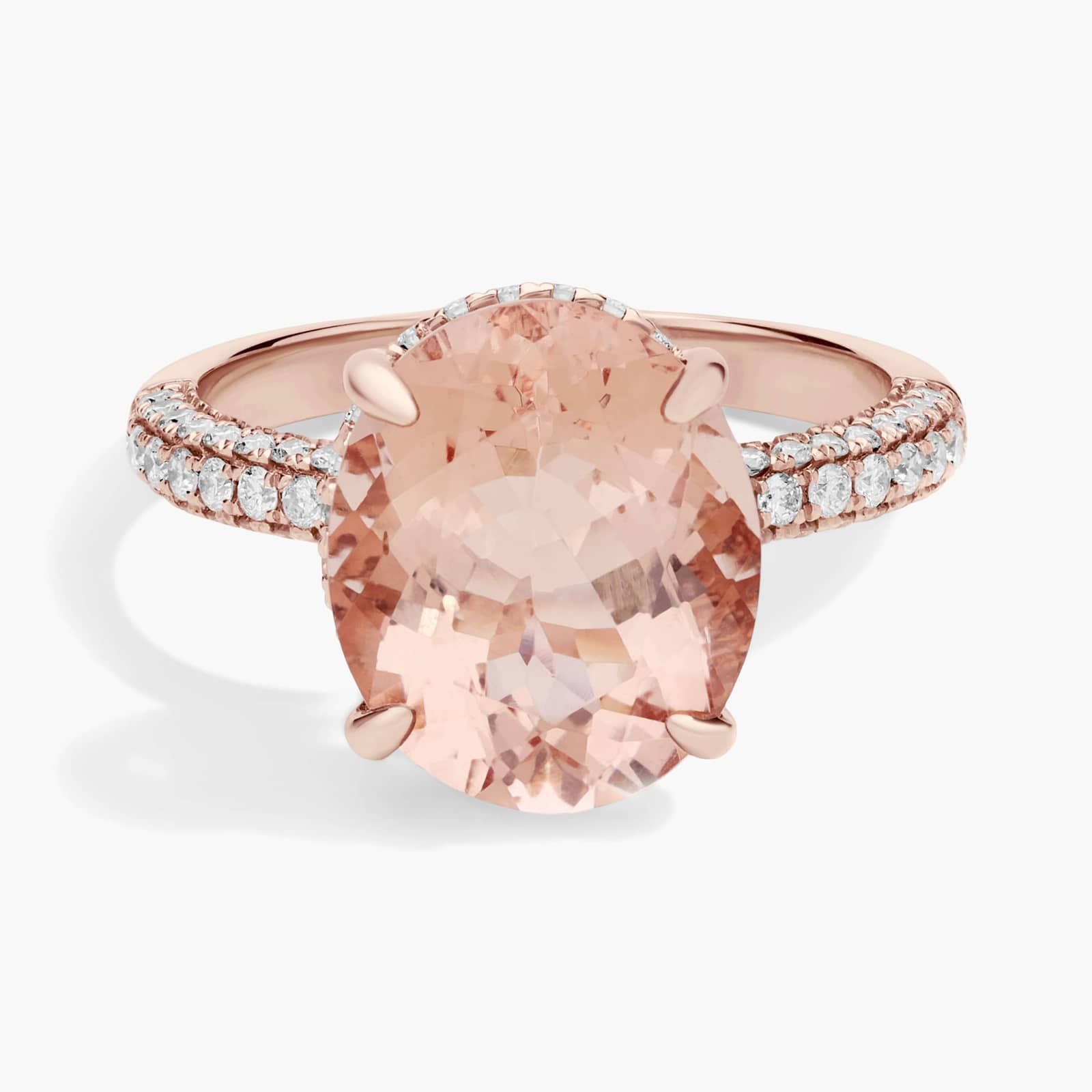 Oval Morganite Statement Ring in 14k Rose Gold (12x10mm)