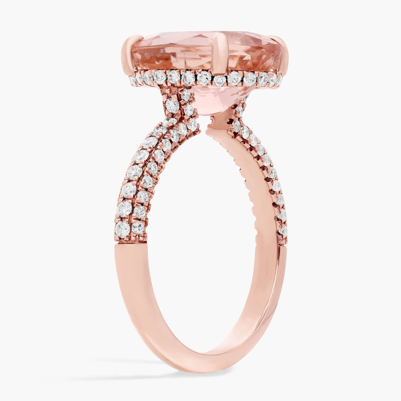 Oval Morganite Statement Ring in 14k Rose Gold (12x10mm) 2
