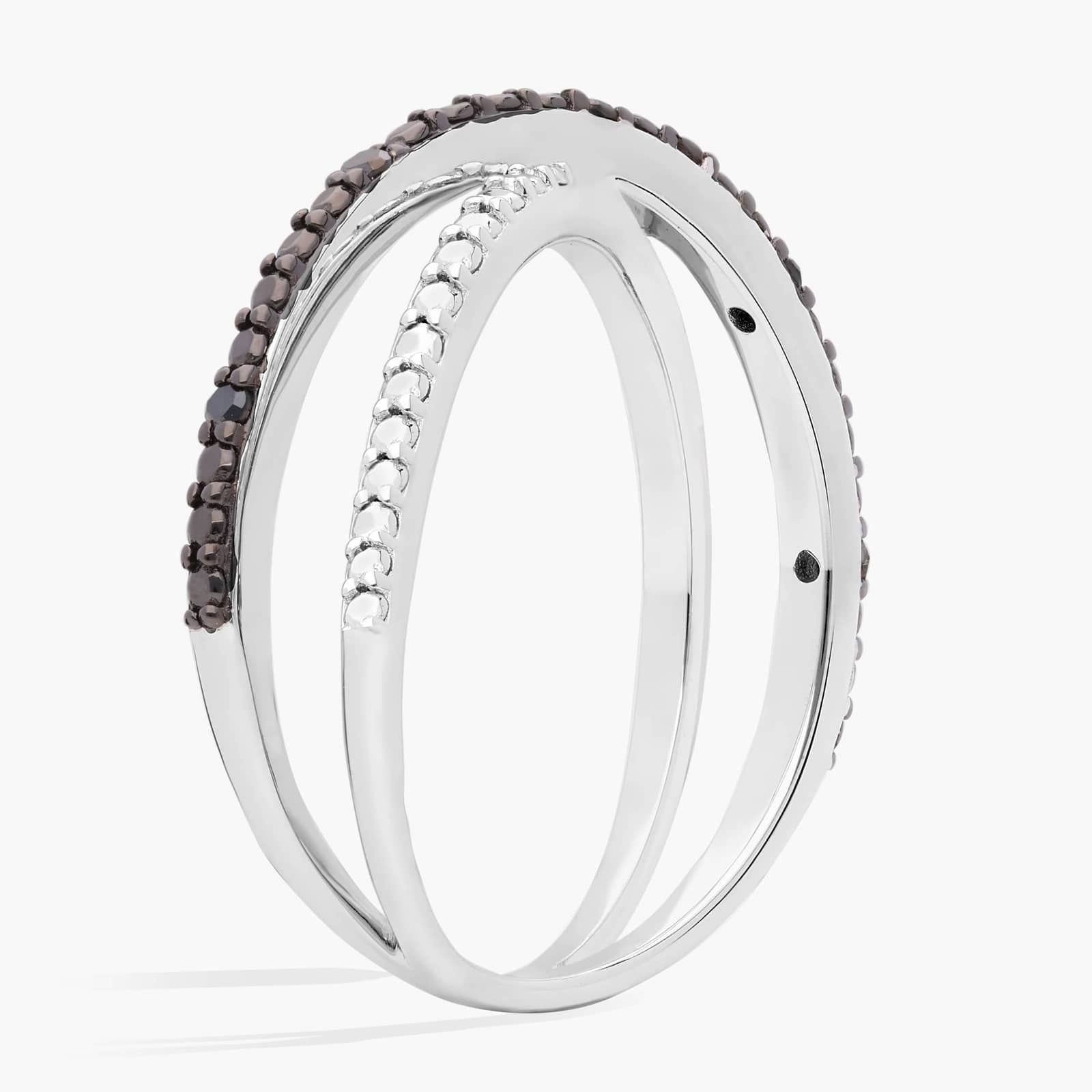 Black Diamond X Crossover Ring in Sterling Silver with Black Rhodium 2