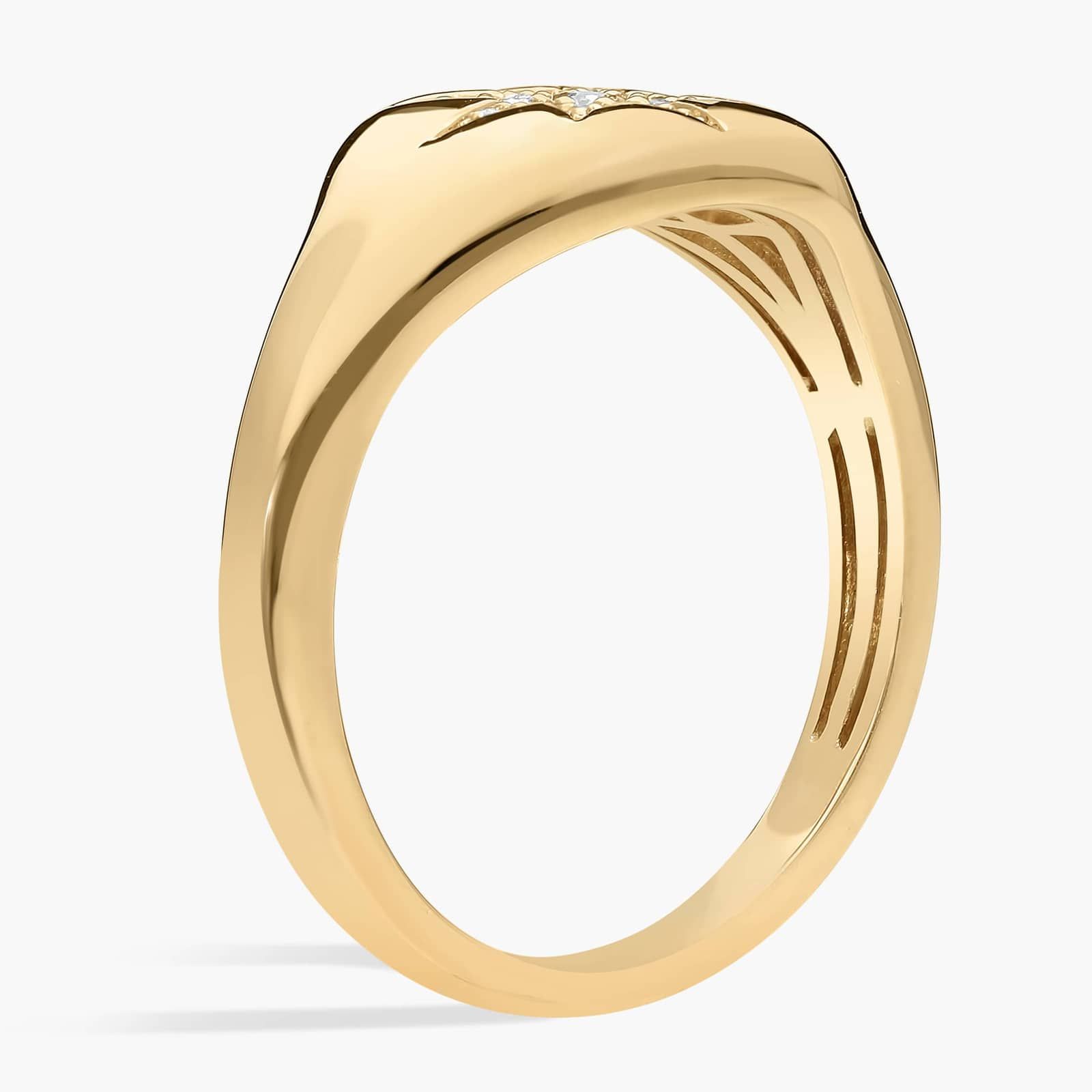 Diamond Star Signet Ring in 14K Yellow Gold 2