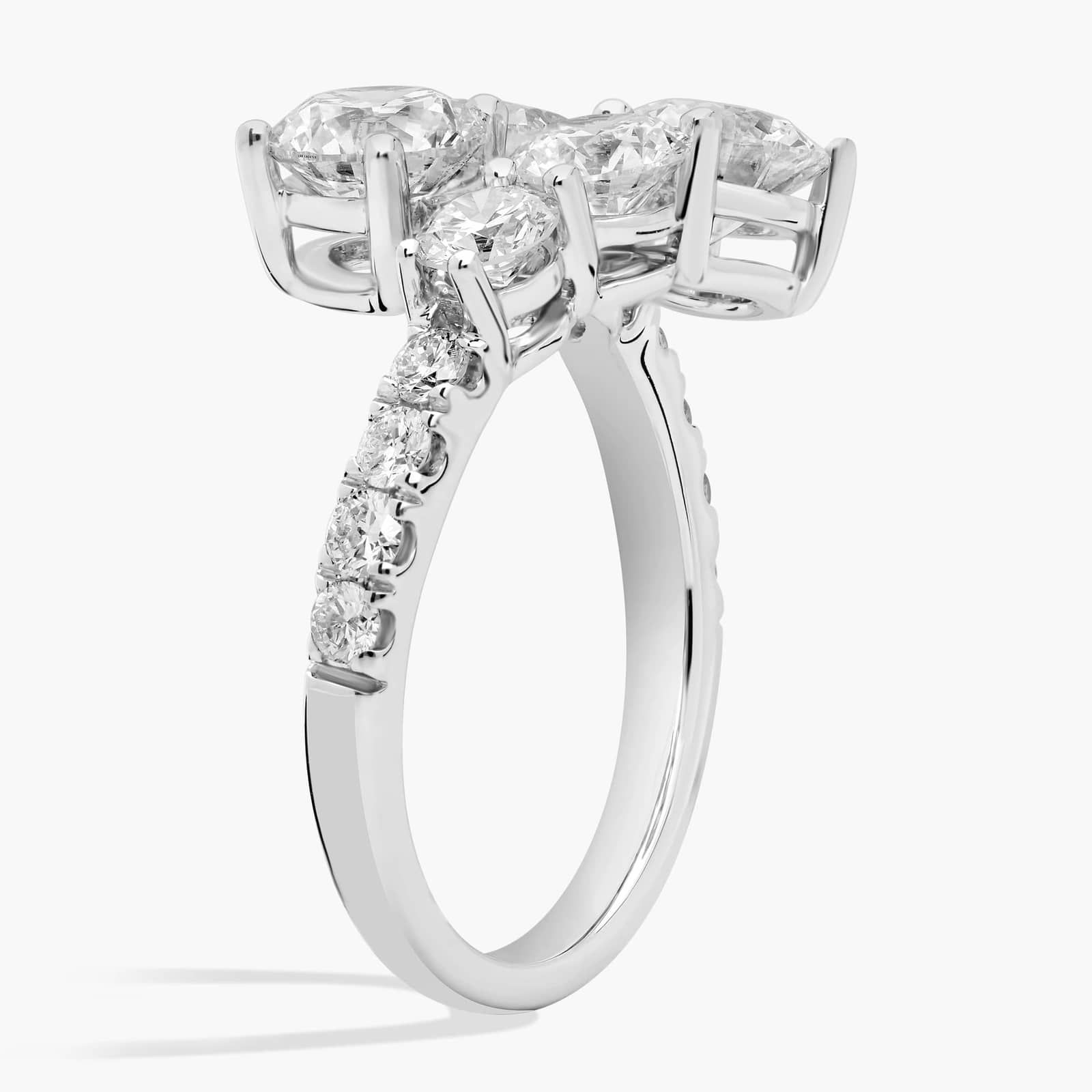 Lab Grown Diamond Round Crossover Ring In 14K White Gold (3 Ct. Tw.) 2