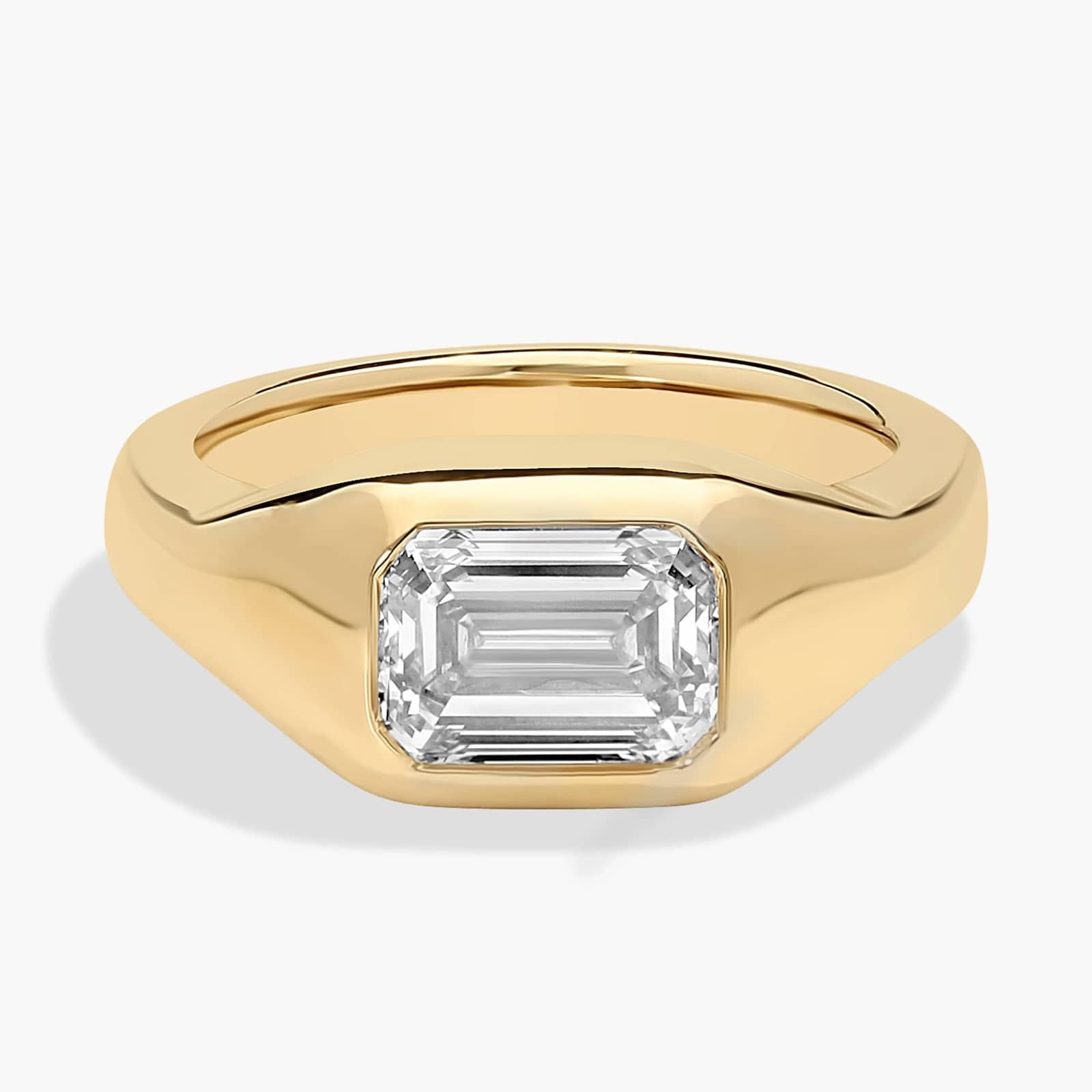 Lab Grown East-West Emerald Cut Diamond Ring in 14K Yellow Gold (2 Ct. Tw.)