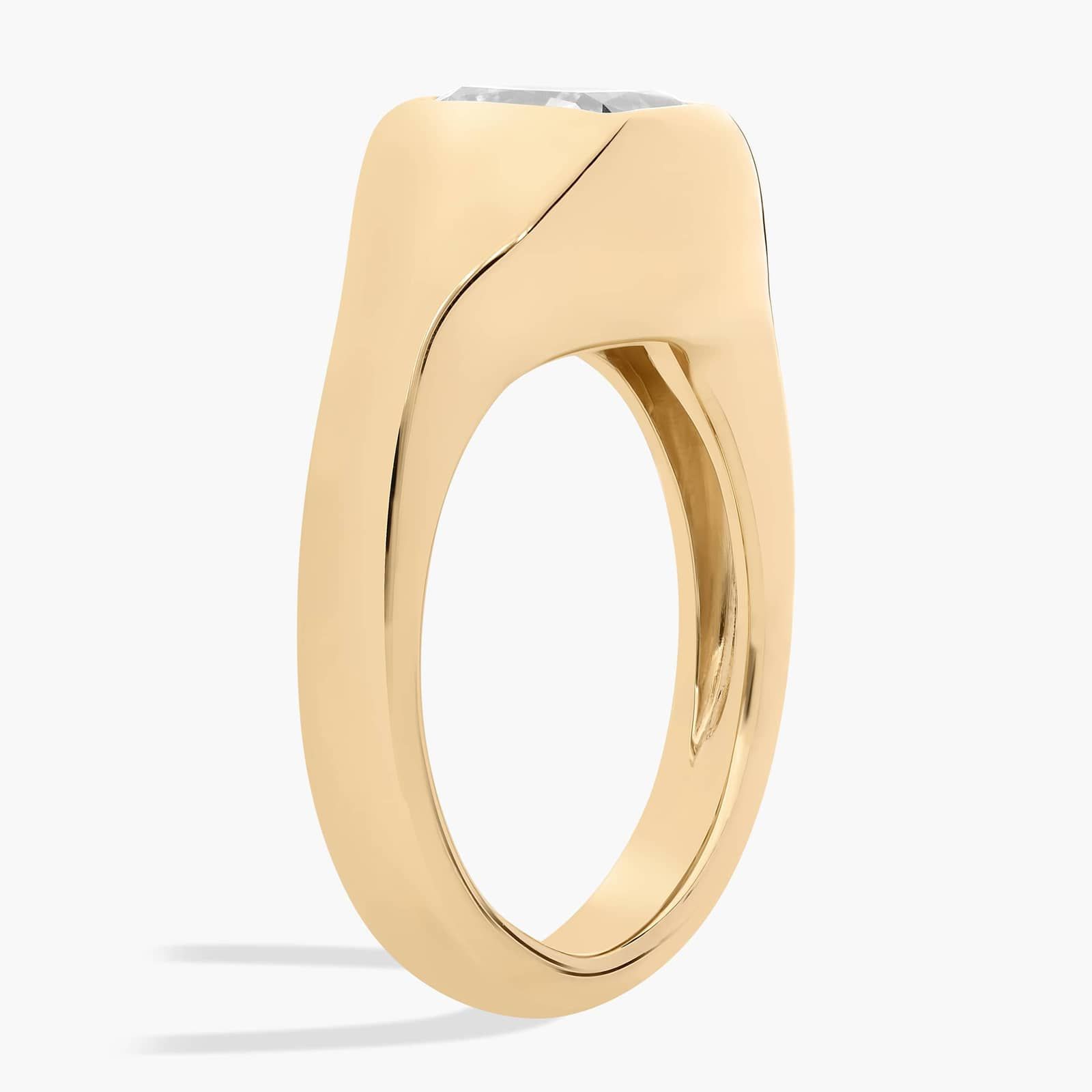 Cushion Cut Lab Grown Diamond Puffy Ring in 14k Yellow Gold (2 Ct. Tw.) 2