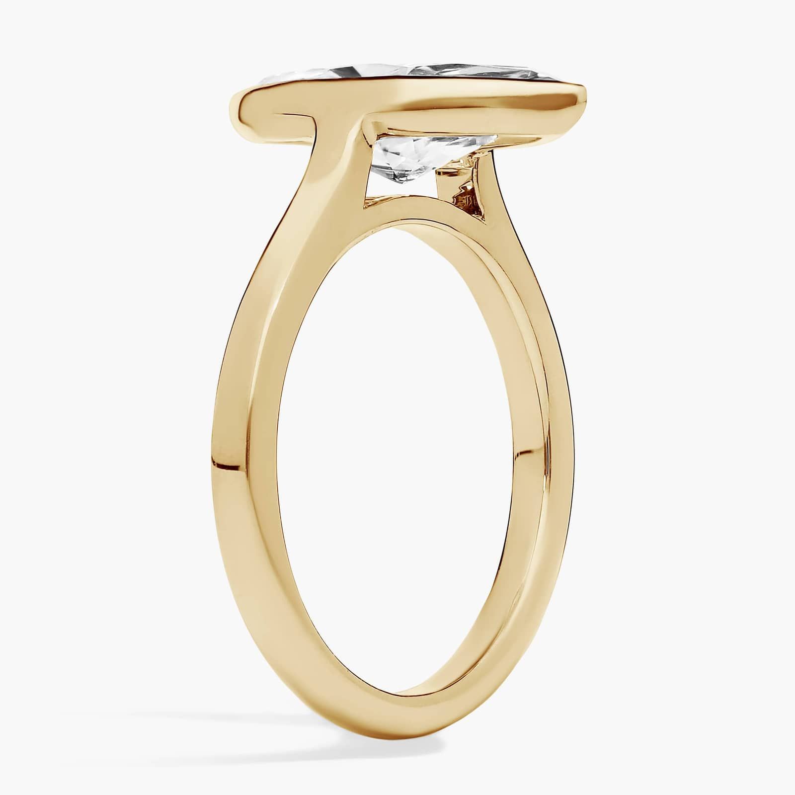 Lab Grown Marquise Diamond Bezel Ring in 18K Yellow Gold (2 Ct. Tw.) 2