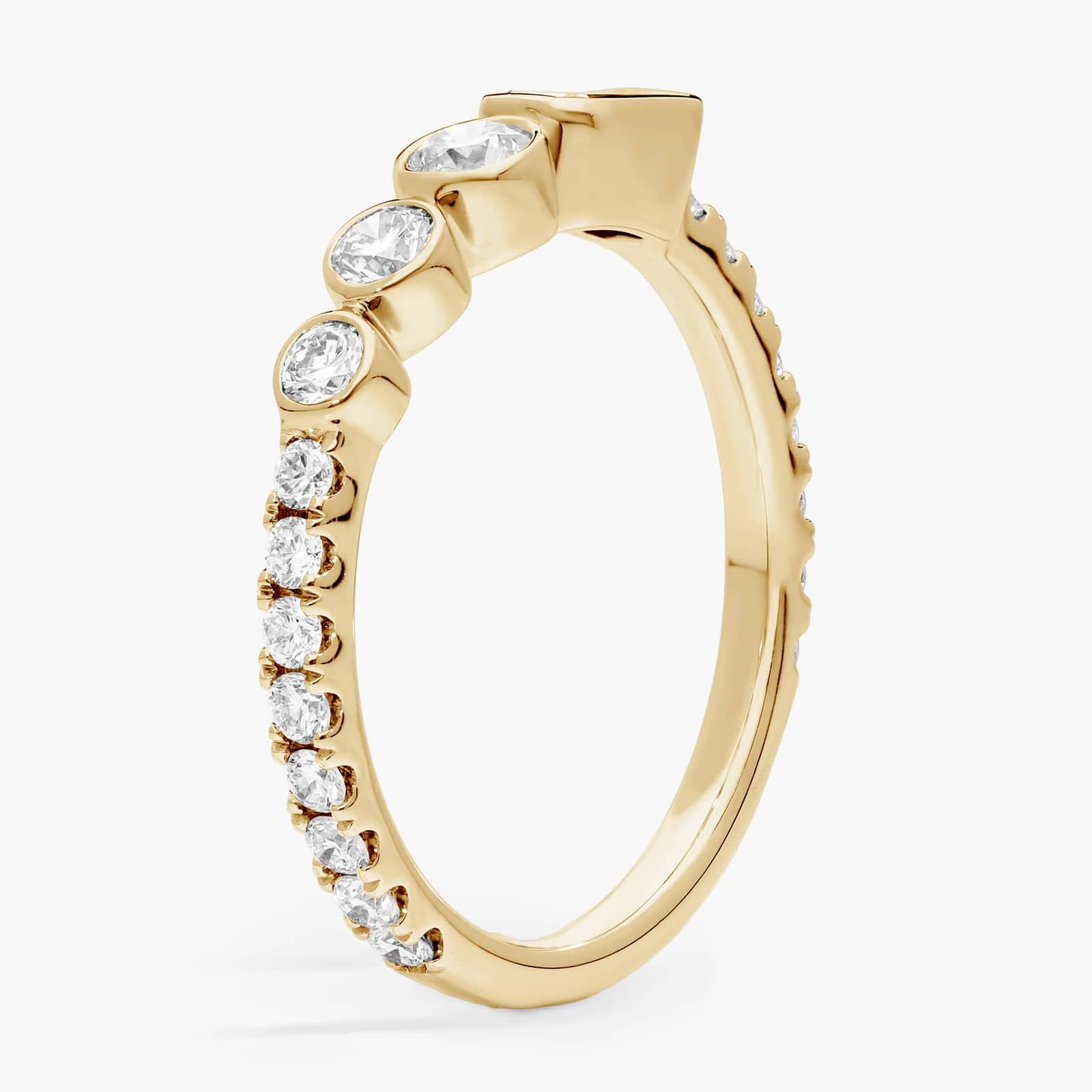 Round and Emerald Cut Lab-Grown Diamond Bezel Ring In 14K Yellow Gold 2