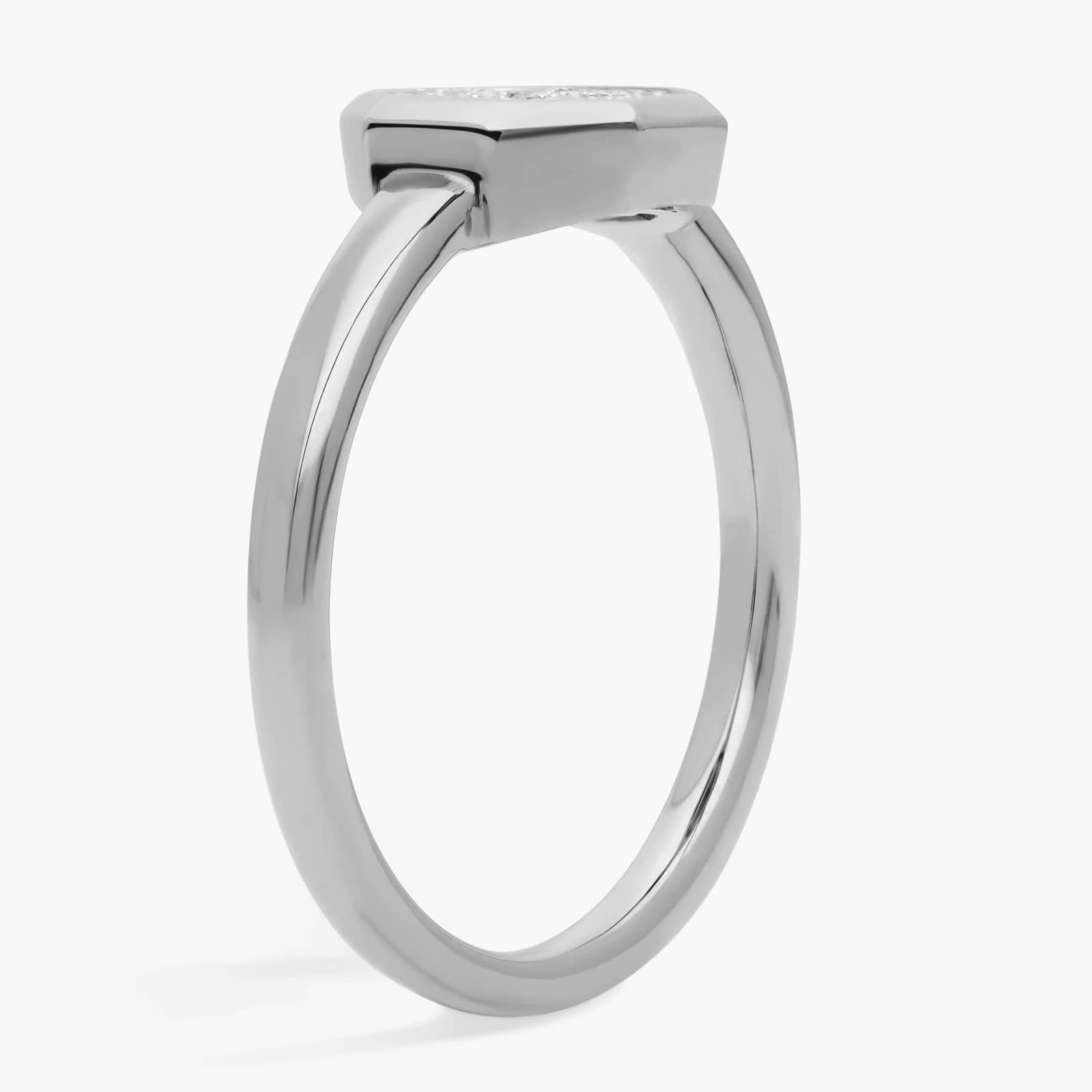 Octagon Ring with 0.1 CTW Round Cut Lab-Grown Diamonds in 14K White Gold 2
