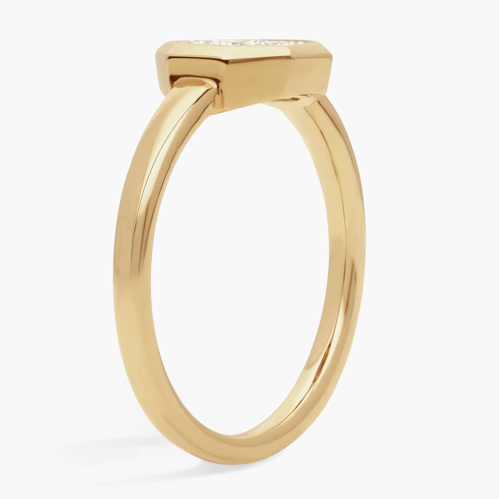 Octagon Ring with 0.1 CTW Round Cut Lab-Grown Diamonds in 14K Yellow Gold 2