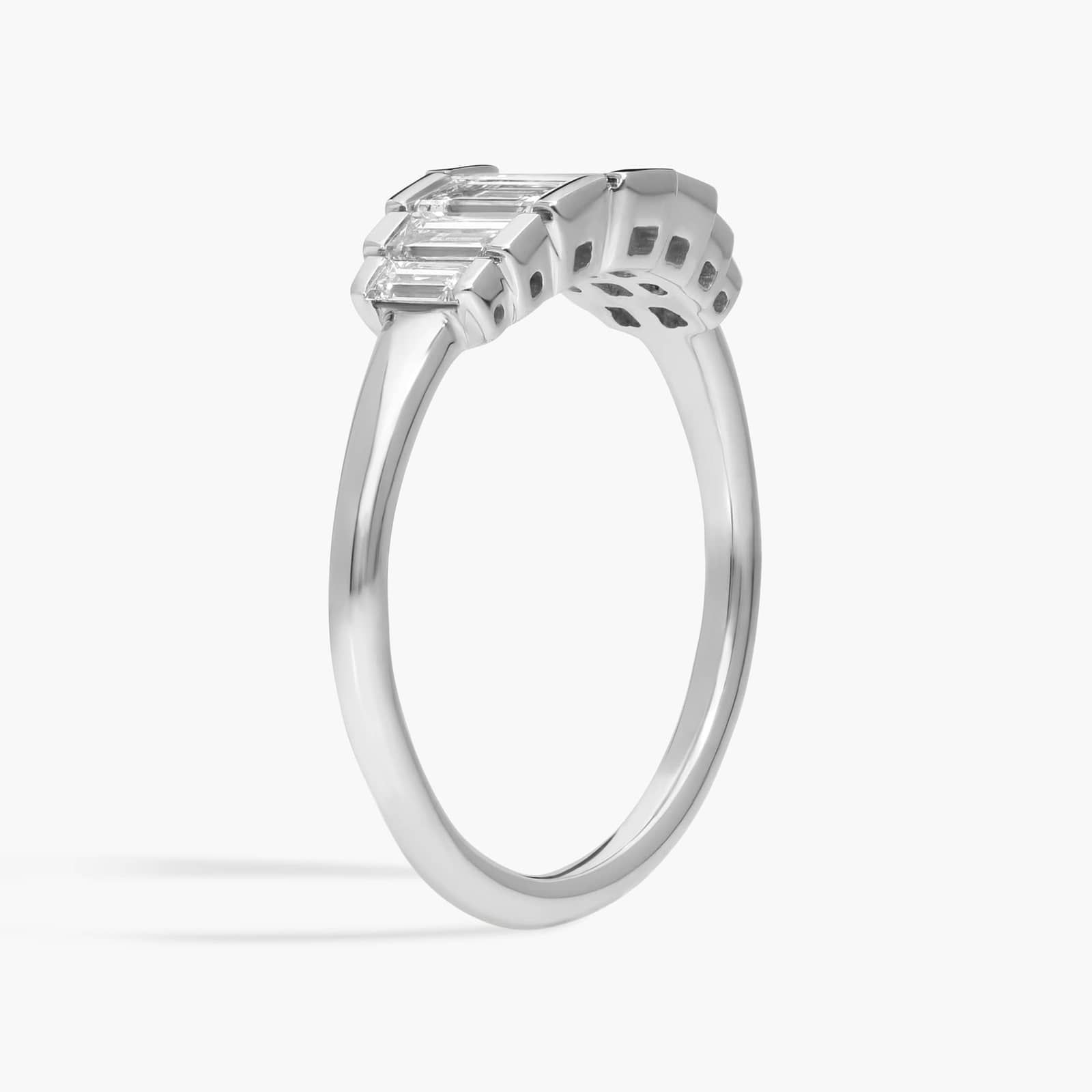 Graduating Baguette Cut Lab-Grown Diamond Ring 14K White Gold 2