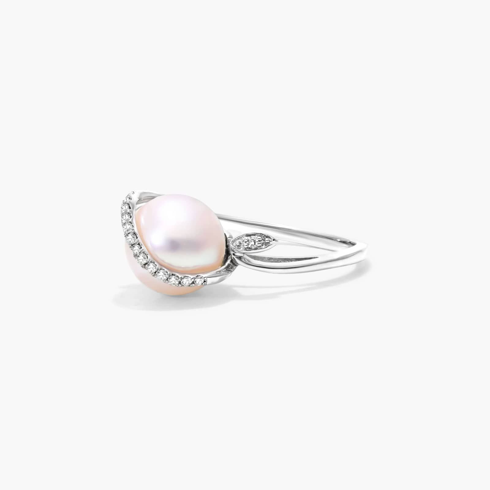 Freshwater Cultured Pearl And Diamond Vine Ring In 14K White Gold (9.0-9.5mm) By James Allen 2