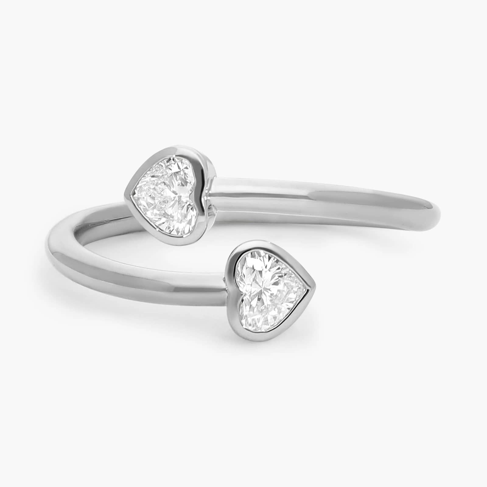 Heart Diamond Bezel Wrap Ring in 14K White Gold