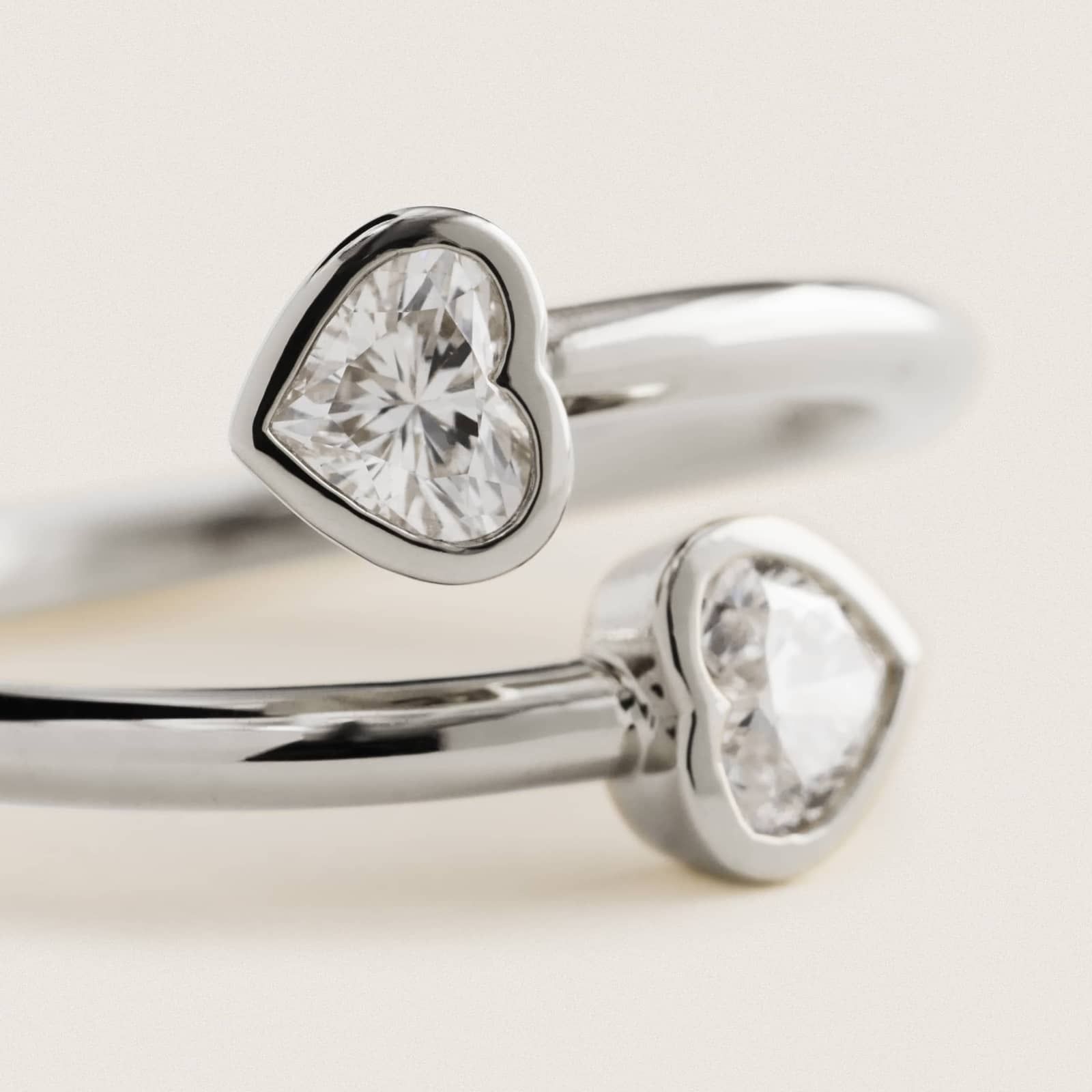 Heart Diamond Bezel Wrap Ring in 14K White Gold 2