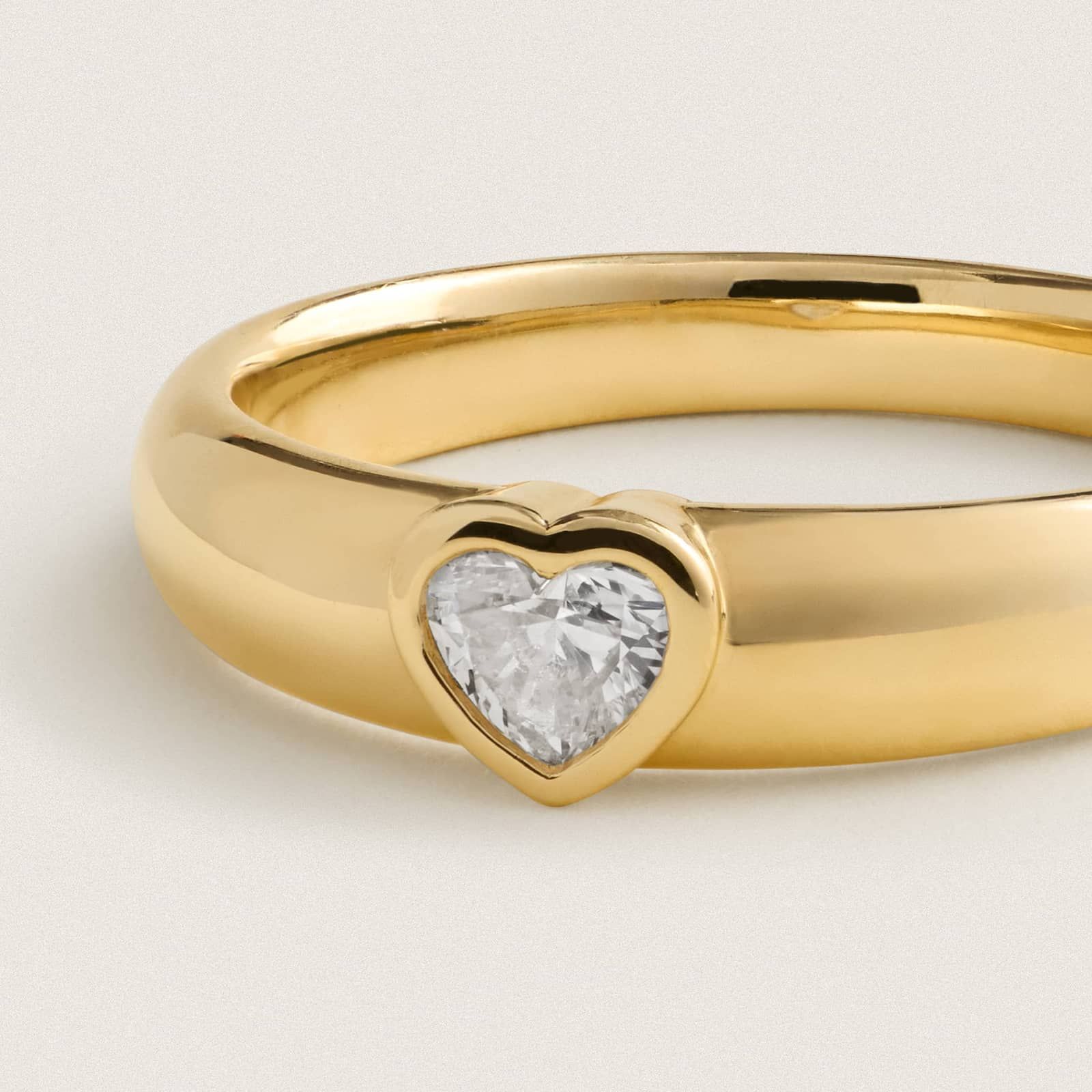 Heart Lab-Grown Diamond Solitaire Bezel Ring in 14K Yellow Gold 2